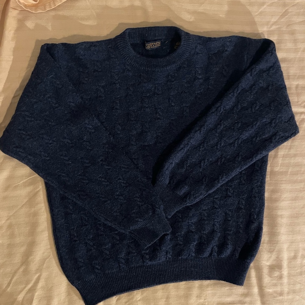 Lord & Taylor Metropolitan 100% Merino Wool Sweater Made in Italy Navy M